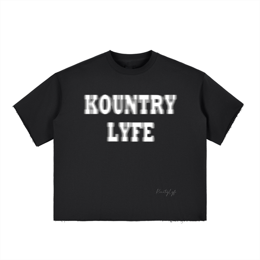 Boxy Half-Sleeve Raw-Edge T-Shirt