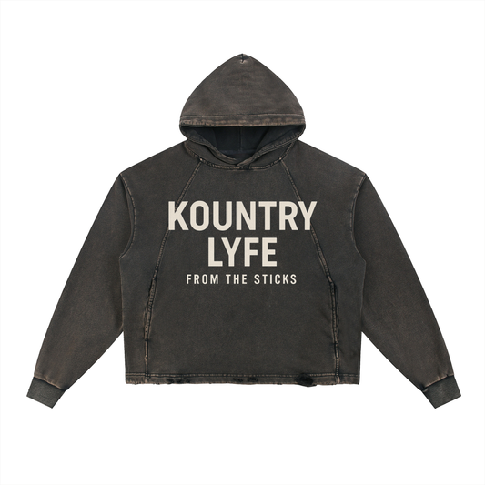 Vintage Washed Frayed-Hem Hoodie